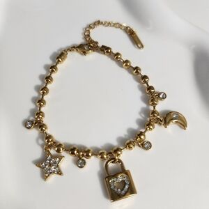 Stainless Steel Lock Charm Bracelet